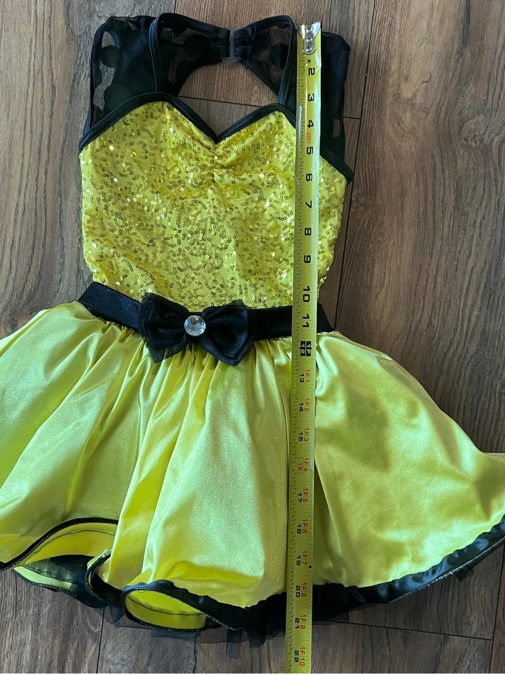 Girls Yellow Sequin Ballet Dance Halloween Size Med Costume with Black Accents